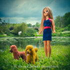 Angela with Cuthbert and Hubert (Vintage Sindy Doll and Felted Friends)